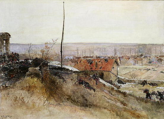 Attack on the Lime Kiln at the Champigny Quarry, 2nd December 1870, 1881 (oil on canvas) od Alphonse Marie de Neuville