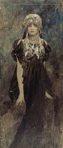 Bernhardt, Sarah  franz.Schauspielerin Paris 22.10.1844 - ebd. 26.3.1923.  ''Sarah Bernhardt in der  od Alphonse Mucha