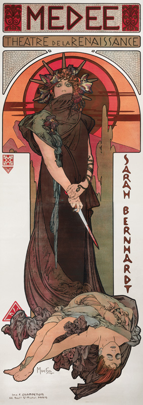 Médée, poster for Sarah Bernhardt's and the Théatre de's La renaissance od Alphonse Mucha