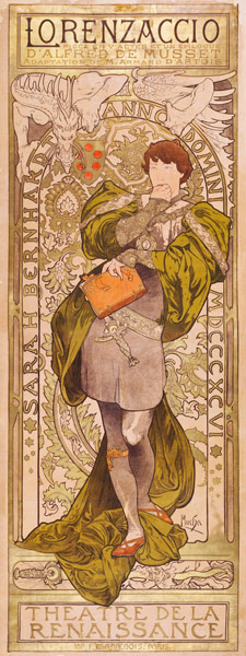 Plakát Lorenzaccio A. de Musseta v Paříži. 1896 od Alphonse Mucha