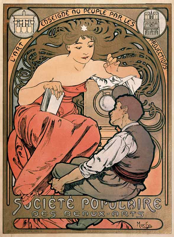 Poster for the Societe Populaire des Beaux Arts od Alphonse Mucha