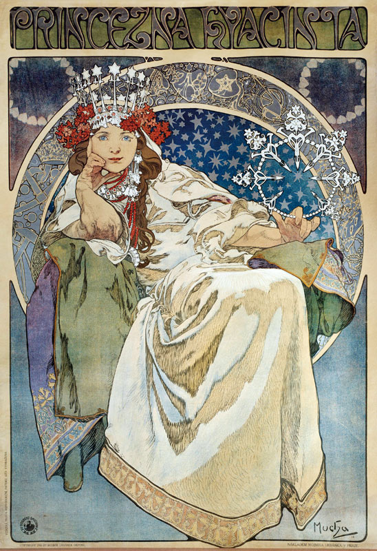 Poster by Alphonse Mucha (1860-1939) for the creation of the Ballet “Princess Hyacinthe”” by Oskar N od Alphonse Mucha