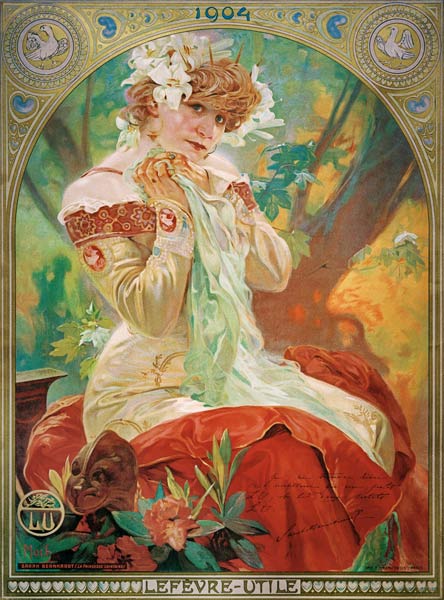Sarah Bernhardt (1844-1923) Lefevre-Utile od Alphonse Mucha