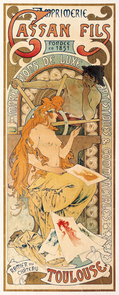 Technik / Graphisches Gewerbe: - ''Imprimerie Cassan Fils''. - Plakat, 1896. Graph.Gestaltung: Alfon od Alphonse Mucha