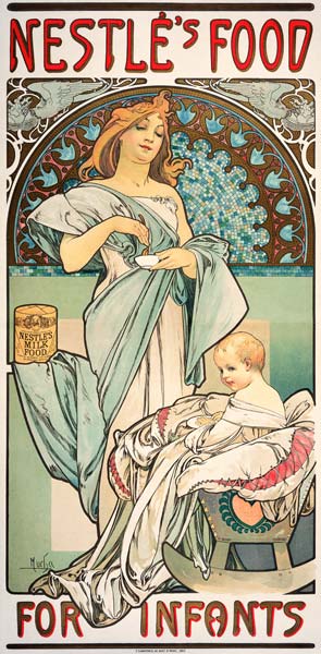 Nestle''s Food for Infants. Plakat, 1897, fuer Babynahrung der Firma Nestle. od Alphonse Mucha