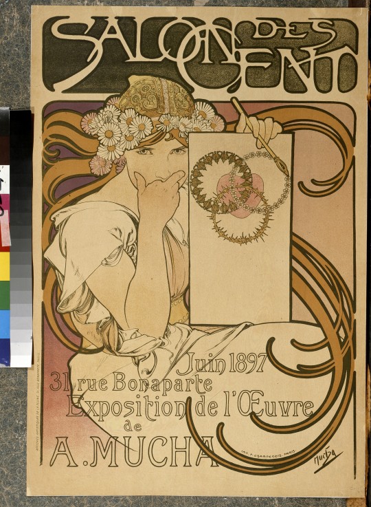 Poster for the A. Mucha's exhibition in the Salon des Cent od Alphonse Mucha