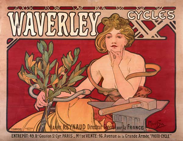 Poster advertising ''Waverley Cycles'' od Alphonse Mucha