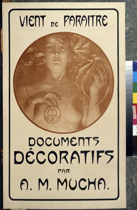 Advertisement for the monograph Decorative Documents by A. Mucha od Alphonse Mucha