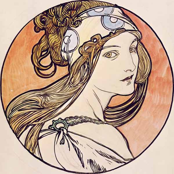 Woman with a Headscarf od Alphonse Mucha