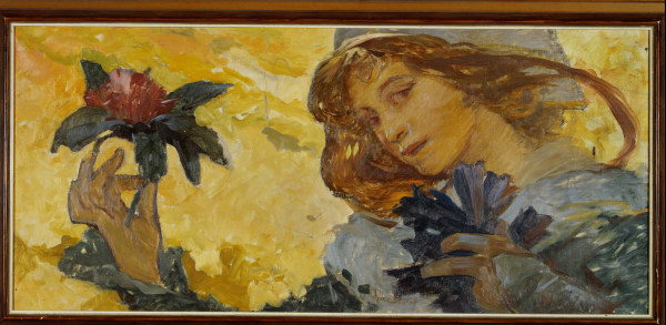 Woman with rose.  od Alphonse Mucha