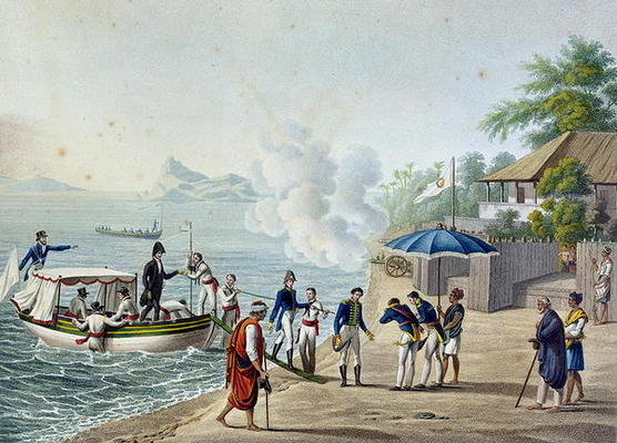 View of Our First Landing at the Portuguese Establishment at Dille, Timor, from 'Voyage Autour du Mo od Alphonse Pellion