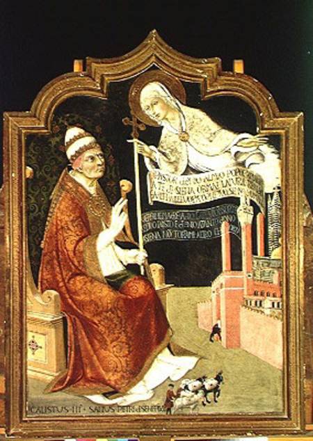 The Apparition of the Virgin to Pope Calixtus III (1378-1458) od also Ansano di Pietro di Mencio Pietro