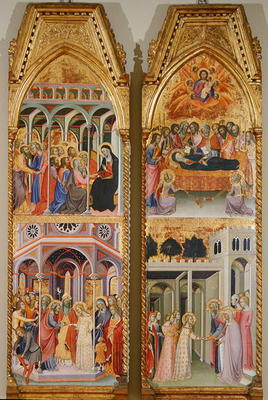 Triptych of the Coronation of the Virgin, left and right panels (oil on panel) od also Manfredi de Battilori Bartolo di Fredi