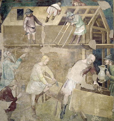 Noah Building the Ark, 1356-67 (fresco) od also Manfredi de Battilori Bartolo di Fredi