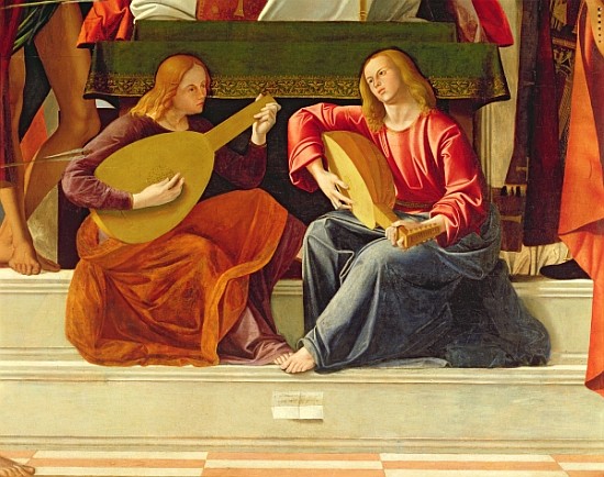The angel musicians, from the altarpiece of Saint Ambrose (detail of 230093) od Alvise Vivarini