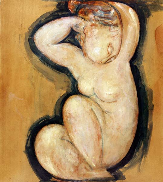 Caryatid, c.1913-14 (oil on cardboard) od Amadeo Modigliani