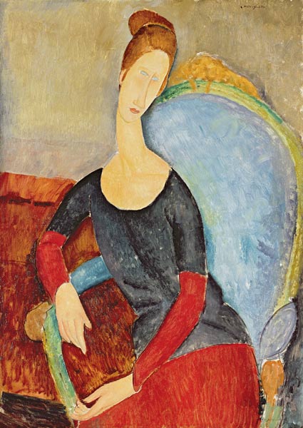 Mme Hebuterne in a Blue Chair od Amadeo Modigliani