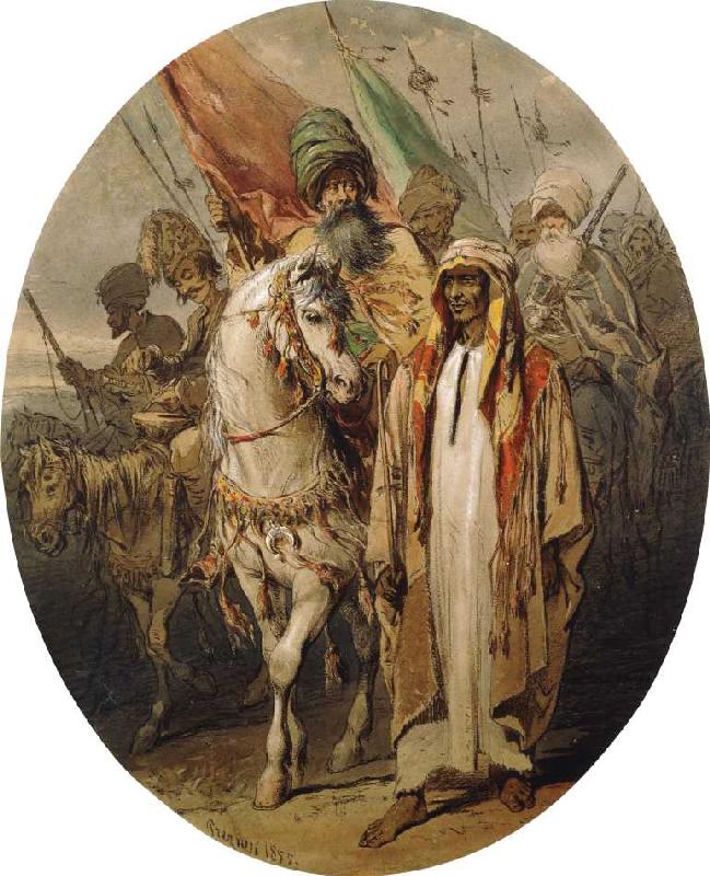 Arabische Krieger od Amadeo Preziosi