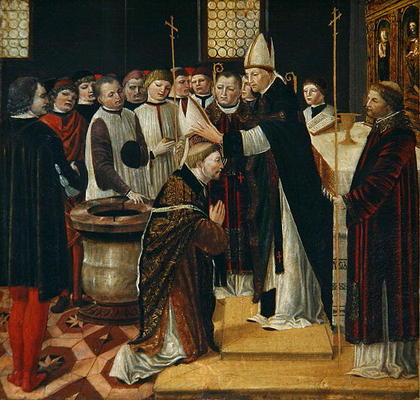 Ordination of St. Augustine (tempera on panel) od Ambrogio da Fossano