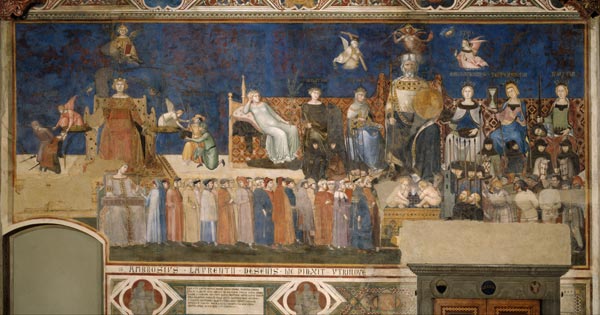 Allegory of Good Government (Cycle of frescoes The Allegory of the Good and Bad Government) od Ambrogio Lorenzetti