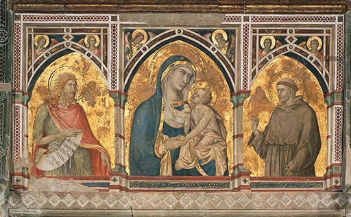 Madonna mit Kind, Johannes d.T. und dem hl. Franziskus od Ambrogio Lorenzetti