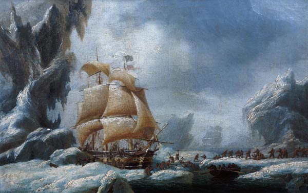 The Ship of Jules Dumont d'Urville (1790-1845) Stuck in an Ice Floe in Antarctica od Ambroise-Louis Garneray