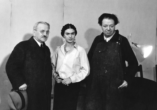 Albert Kahn, Frida Kahlo and Diego Rivera in the mural project studio at the Detroit Institute of Ar od American Photographer