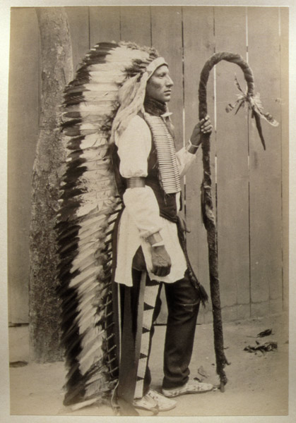 Portrait of a Native American from ''Buffalo Bill''s Wild West'', 1889 (b/w photo)  od American Photographer