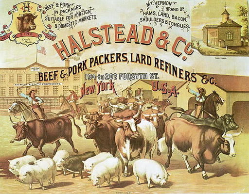 Beef & Pork Packers, c.1880 (colour litho) od American Photographer, (19th century)