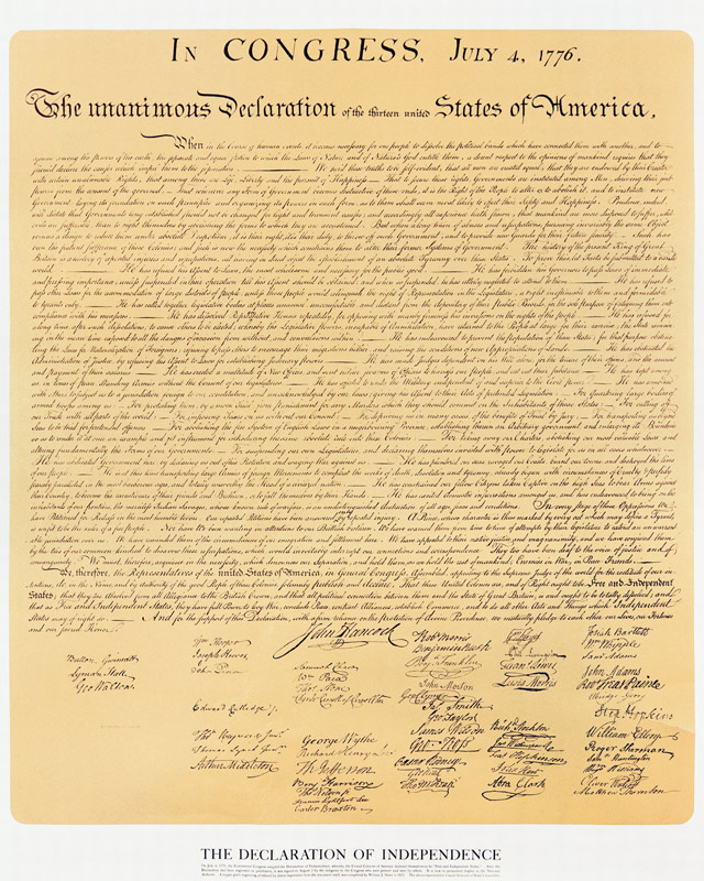 Declaration of Independence of the 13 United States of America of 1776 od American School