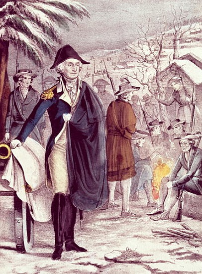 George Washington at Valley Forge, on Dec. 1777; engraved by Nathaniel Currier (1813-88) od American School