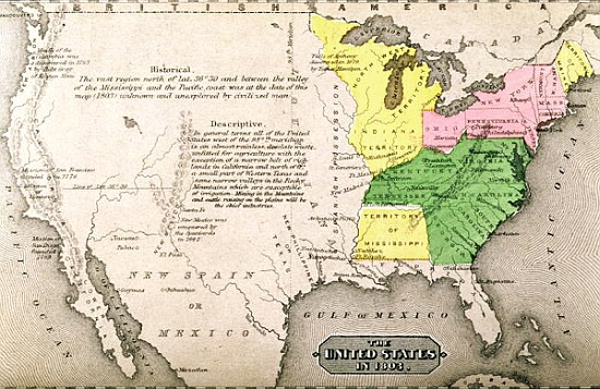 Map of the United States in 1803, from ''Our Whole Country: The Past and Present of the United State od American School