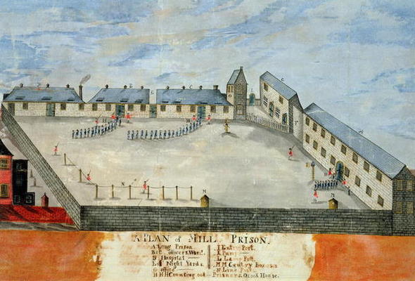 Plan of Mill Prison, late 18th or early 19th century (w/c & ink on paper) od American School