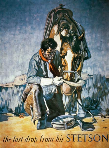 The Last Drop from his Stetson (colour litho) od American School