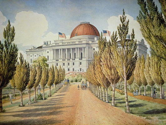 View of the Capitol (colour litho) od American School