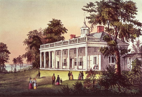 Washington''s Home, Mount Vernon, Virginia, pub. Currier & Ives od American School