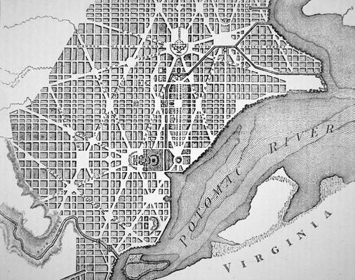 Plan of the City of Washington as originally laid out in 1793 (engraving) od American School, (18th century) (after)