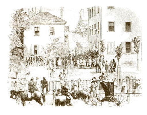 A lynching in Kentucky, 1850s (engraving) (b/w photo) od American School, (19th century)