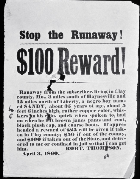 Reward Poster, April 3, 1860 (letterpress broadside) od American School, (19th century)