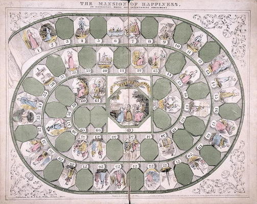 'The Mansion of Happiness' boardgame (colour litho) od American School, (19th century)
