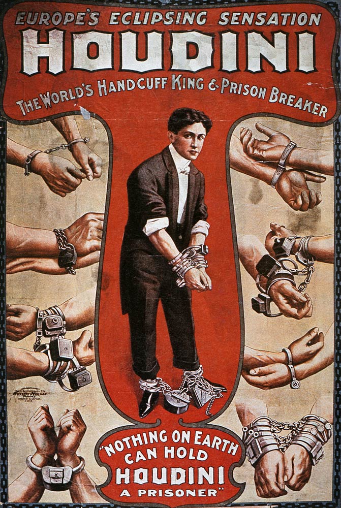 Poster advertising a performance by Houdini od American School, (20th century)