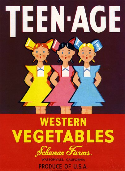 Teen-Age Western Vegetables Fruit Crate Label od American School, (20th century)