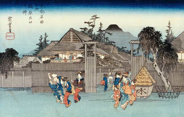 Willow At The Exit Of Shimabara od Ando oder Utagawa Hiroshige
