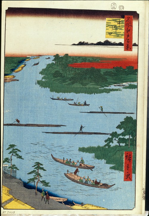 The mouth of the Nakagawa River (One Hundred Famous Views of Edo) od Ando oder Utagawa Hiroshige