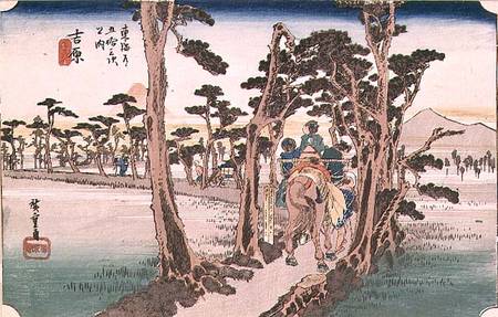 Fuji from Yoshiwara from 53 Stations of the Tokaido od Ando oder Utagawa Hiroshige