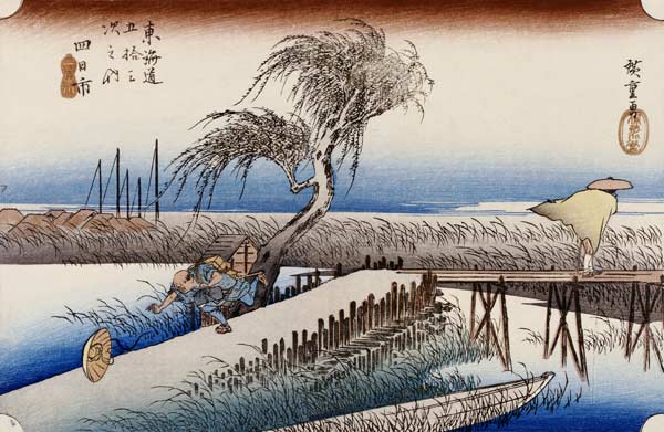 Mie River Near Yokkaichi od Ando oder Utagawa Hiroshige