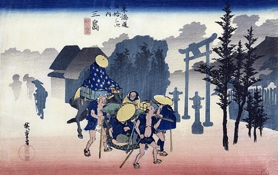 Morning Mist at Mishima, from the series ''53 Stations of the Tokaido'', 1834-35 od Ando oder Utagawa Hiroshige