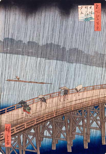 Sudden Shower on Ohashi Bridge at Ataka, from the series ''100 Views of Edo'', 1857 (see also 66101) od Ando oder Utagawa Hiroshige