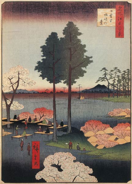 Suwa Bluff in Nippori (One Hundred Famous Views of Edo) od Ando oder Utagawa Hiroshige