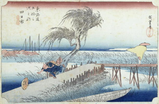 The Hurricane (Yokkaichi) no.44 from the series '53 Stations of the Tokaido Road' (woodblock print) od Ando oder Utagawa Hiroshige